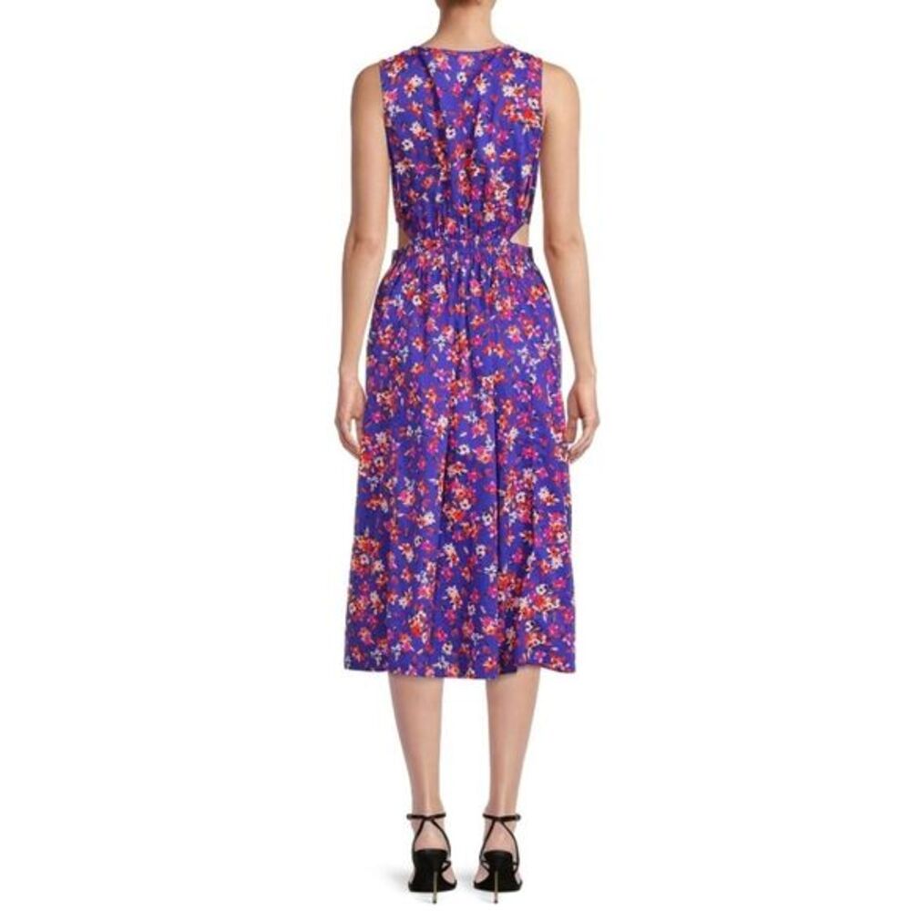 BeachLunchLounge NWOT Side Open Midi Floral Dress Sleeveless Yves Blue Floral S - Picture 3 of 11